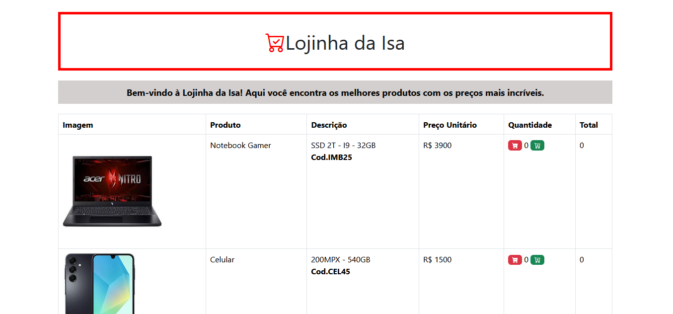 Projeto Carrinho de Compras
